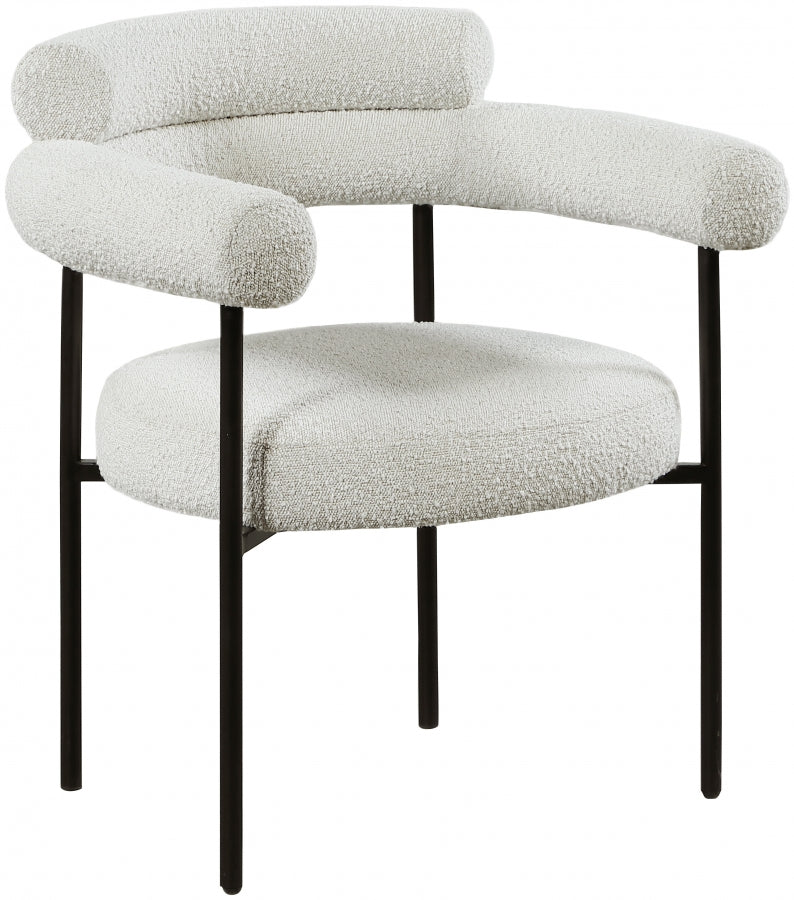 Blake Boucle Fabric Upholstered Dining Chair in Cream, Set of 2 - 879Cream-C