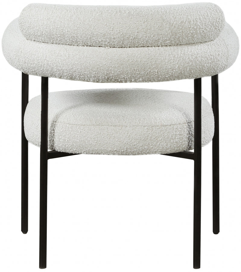 Blake Boucle Fabric Upholstered Dining Chair in Cream, Set of 2 - 879Cream-C