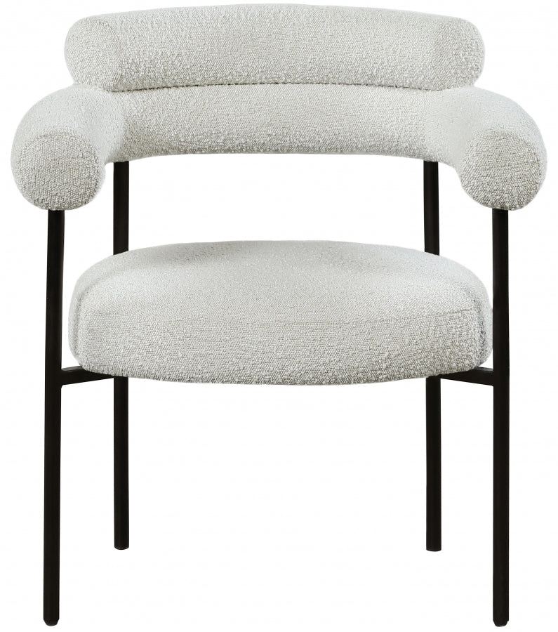 Blake Boucle Fabric Upholstered Dining Chair in Cream, Set of 2 - 879Cream-C