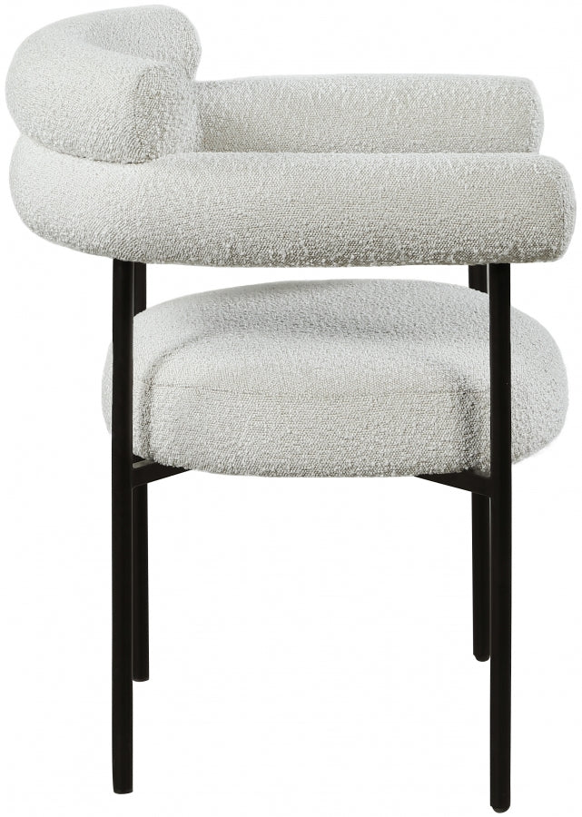 Blake Boucle Fabric Upholstered Dining Chair in Cream, Set of 2 - 879Cream-C