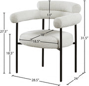 Blake Boucle Fabric Upholstered Dining Chair in Cream, Set of 2 - 879Cream-C