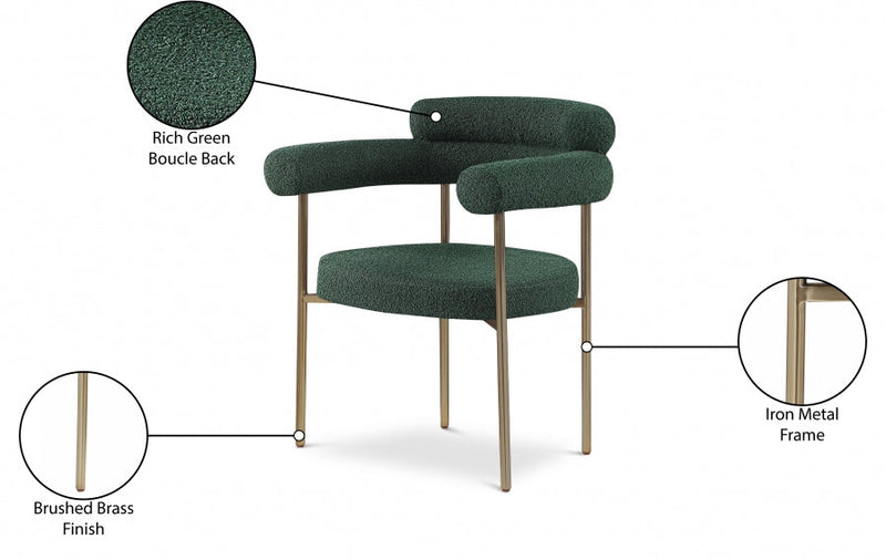 Blake Boucle Fabric Upholstered Dining Chair in Green, Set of 2 - 871Green-C