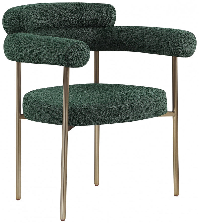 Blake Boucle Fabric Upholstered Dining Chair in Green, Set of 2 - 871Green-C