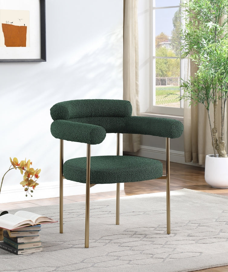 Blake Boucle Fabric Upholstered Dining Chair in Green, Set of 2 - 871Green-C