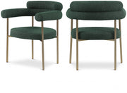 Blake Boucle Fabric Upholstered Dining Chair in Green, Set of 2 - 871Green-C