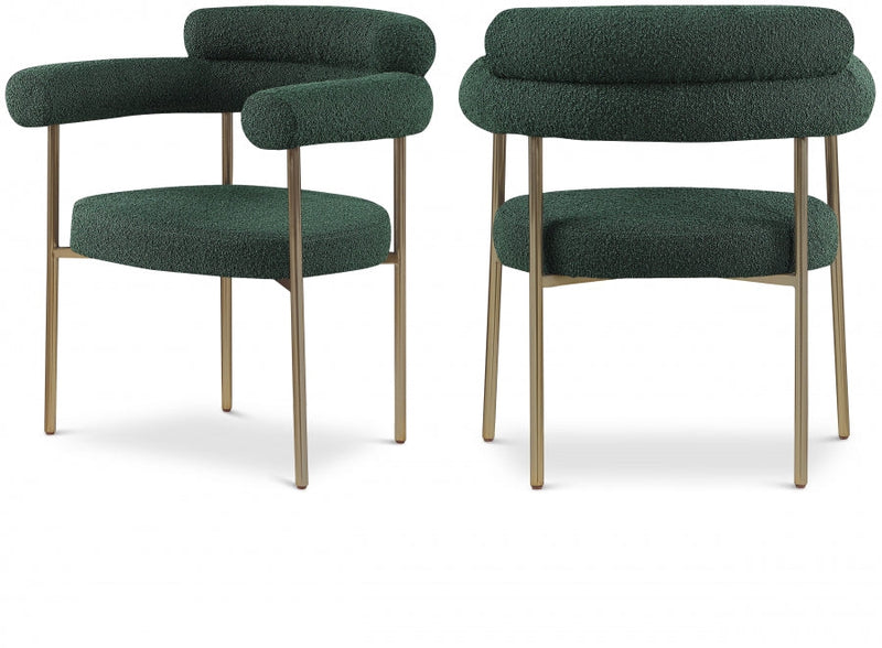 Blake Boucle Fabric Upholstered Dining Chair in Green, Set of 2 - 871Green-C