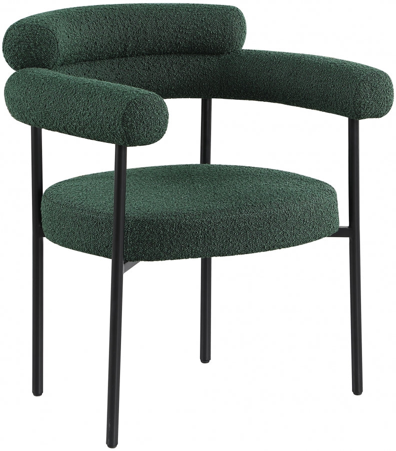 Blake Boucle Fabric Upholstered Dining Chair in Green, Set of 2 - 879Green-C