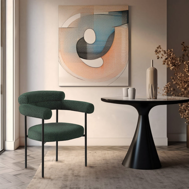 Blake Boucle Fabric Upholstered Dining Chair in Green, Set of 2 - 879Green-C