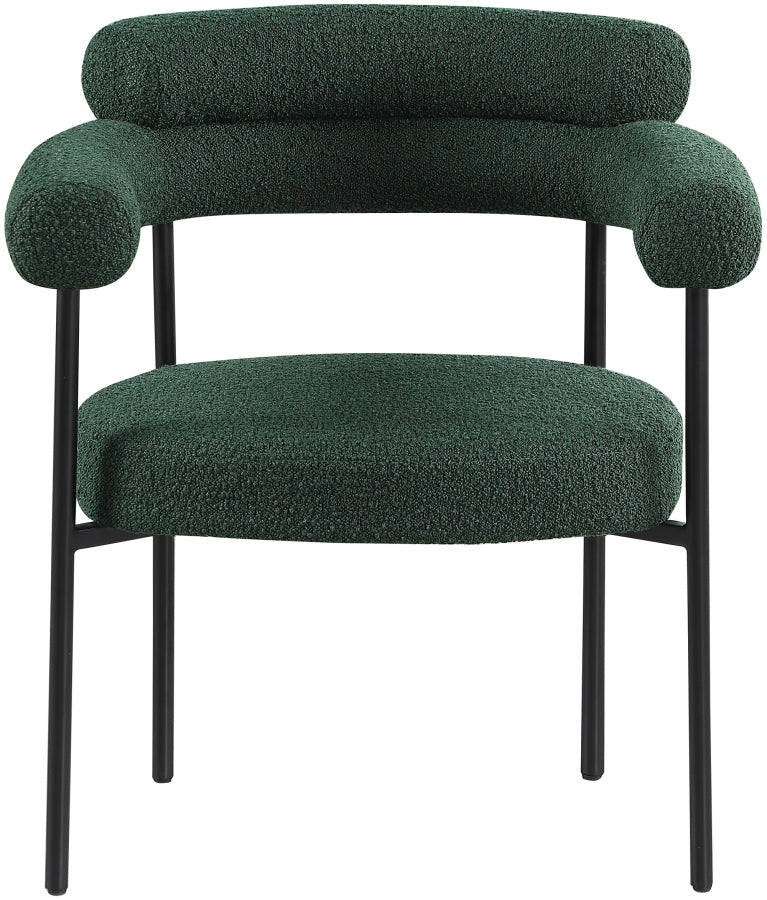 Blake Boucle Fabric Upholstered Dining Chair in Green, Set of 2 - 879Green-C