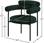 Blake Boucle Fabric Upholstered Dining Chair in Green, Set of 2 - 879Green-C
