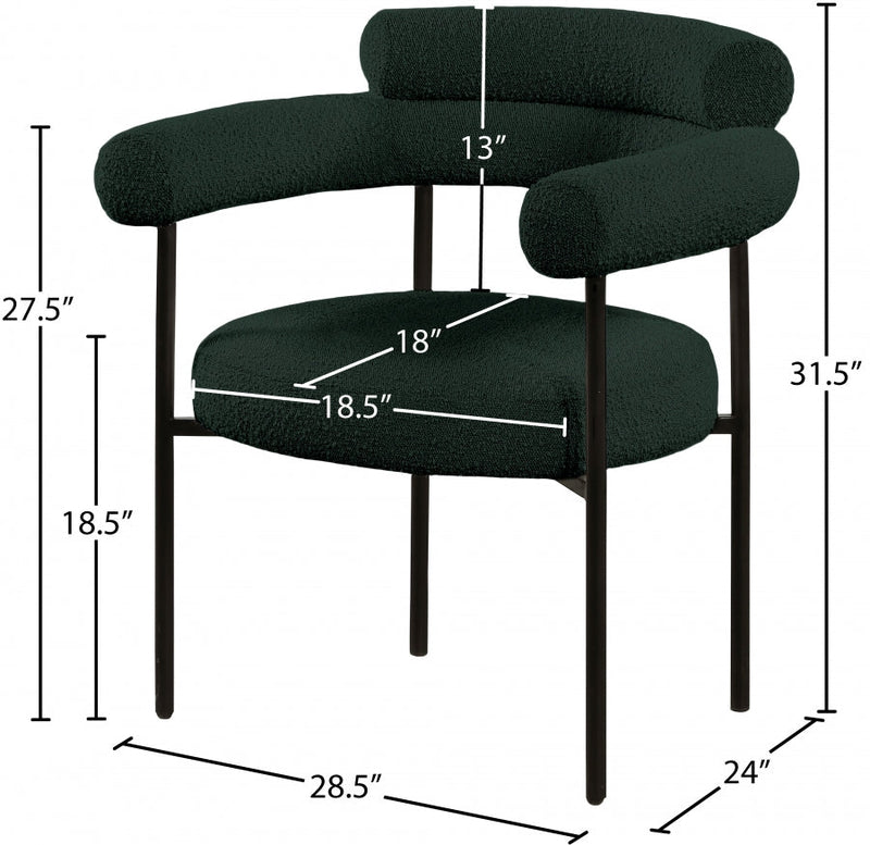 Blake Boucle Fabric Upholstered Dining Chair in Green, Set of 2 - 879Green-C