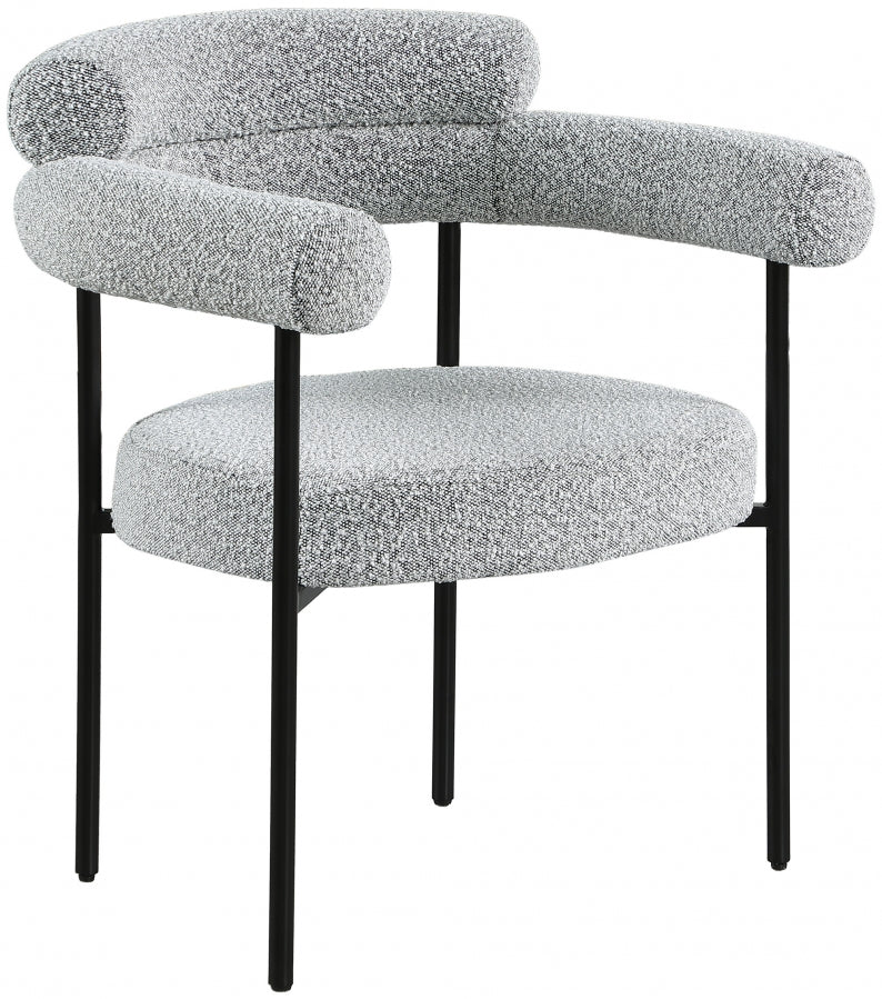 Blake Boucle Fabric Upholstered Dining Chair in Grey, Set of 2 - 879Grey-C