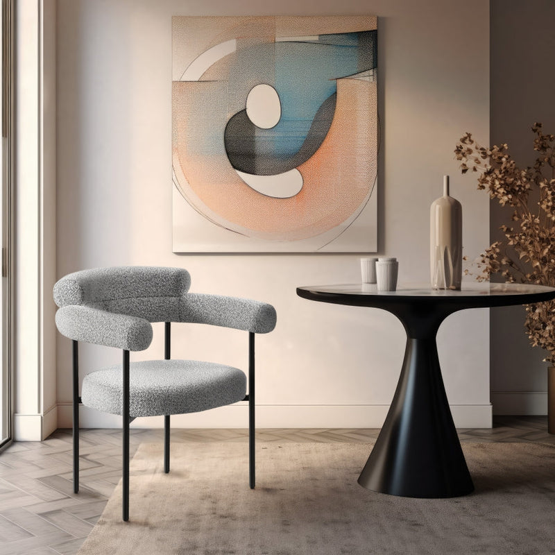 Blake Boucle Fabric Upholstered Dining Chair in Grey, Set of 2 - 879Grey-C