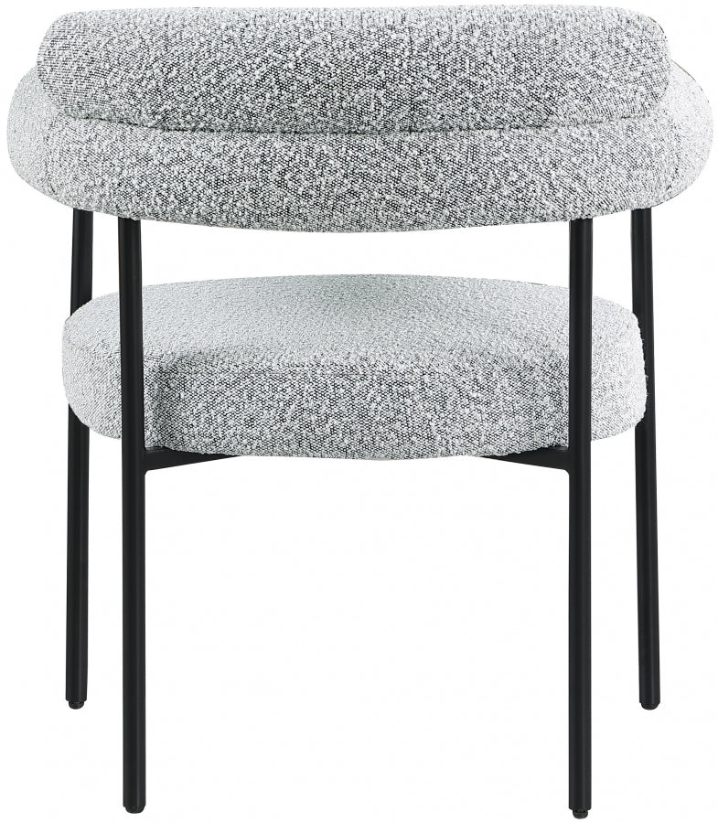 Blake Boucle Fabric Upholstered Dining Chair in Grey, Set of 2 - 879Grey-C