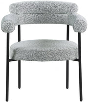Blake Boucle Fabric Upholstered Dining Chair in Grey, Set of 2 - 879Grey-C