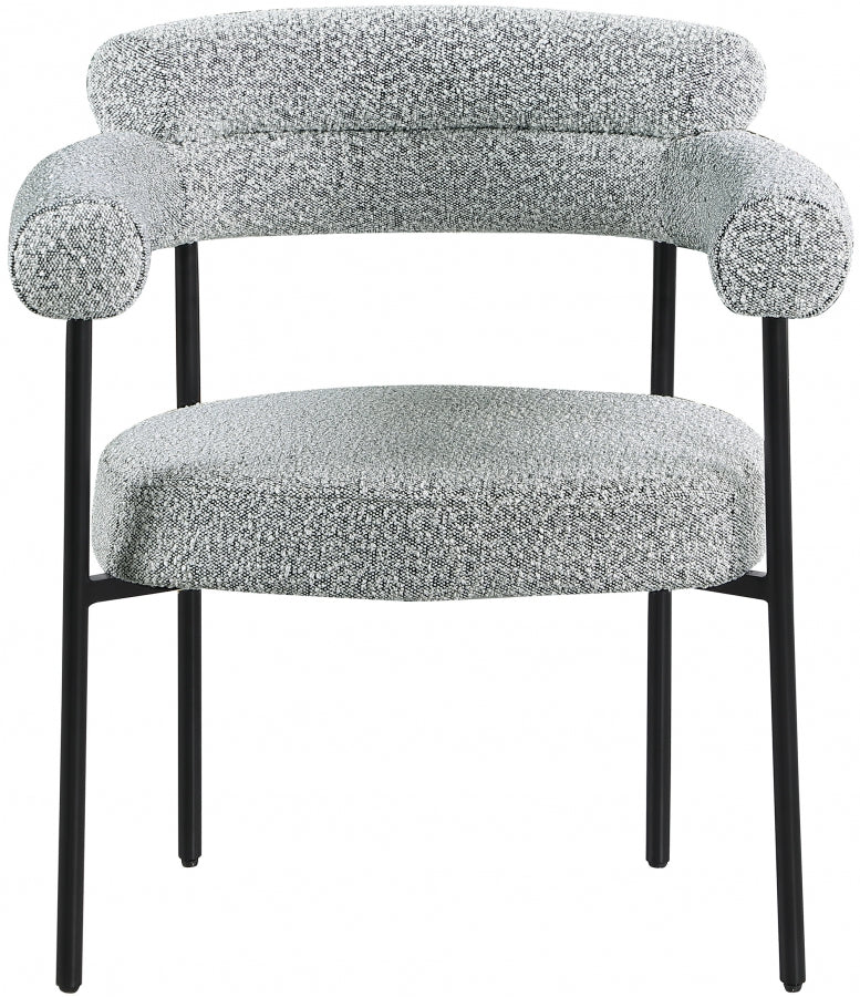 Blake Boucle Fabric Upholstered Dining Chair in Grey, Set of 2 - 879Grey-C