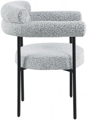 Blake Boucle Fabric Upholstered Dining Chair in Grey, Set of 2 - 879Grey-C