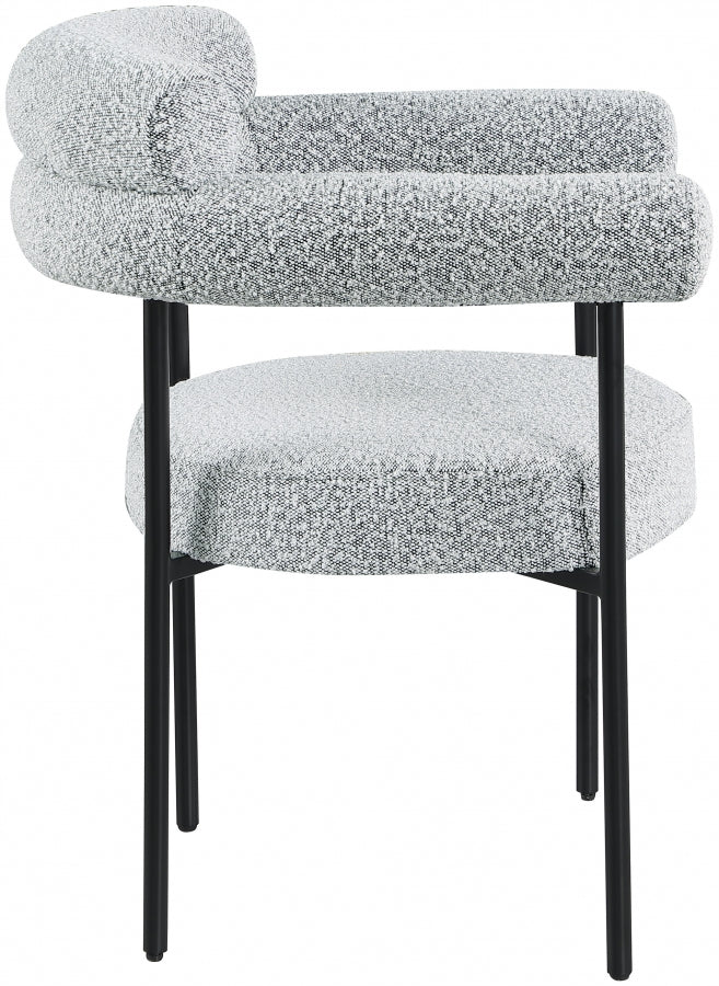 Blake Boucle Fabric Upholstered Dining Chair in Grey, Set of 2 - 879Grey-C