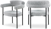 Blake Boucle Fabric Upholstered Dining Chair in Grey, Set of 2 - 879Grey-C