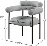 Blake Boucle Fabric Upholstered Dining Chair in Grey, Set of 2 - 879Grey-C