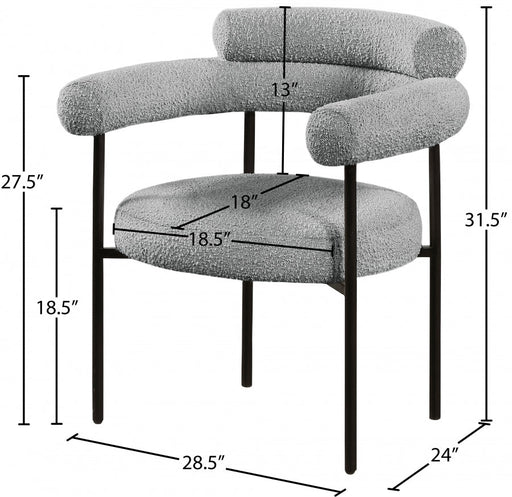 Blake Boucle Fabric Upholstered Dining Chair in Grey, Set of 2 - 879Grey-C