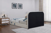 Blake Two Tone Vegan Leather and Linen Textured Fabric Queen Bed Brown - Gate FurnitureQueen Bed