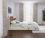 Blake Two Tone Vegan Leather and Linen Textured Fabric Queen Bed Brown - Gate FurnitureQueen Bed