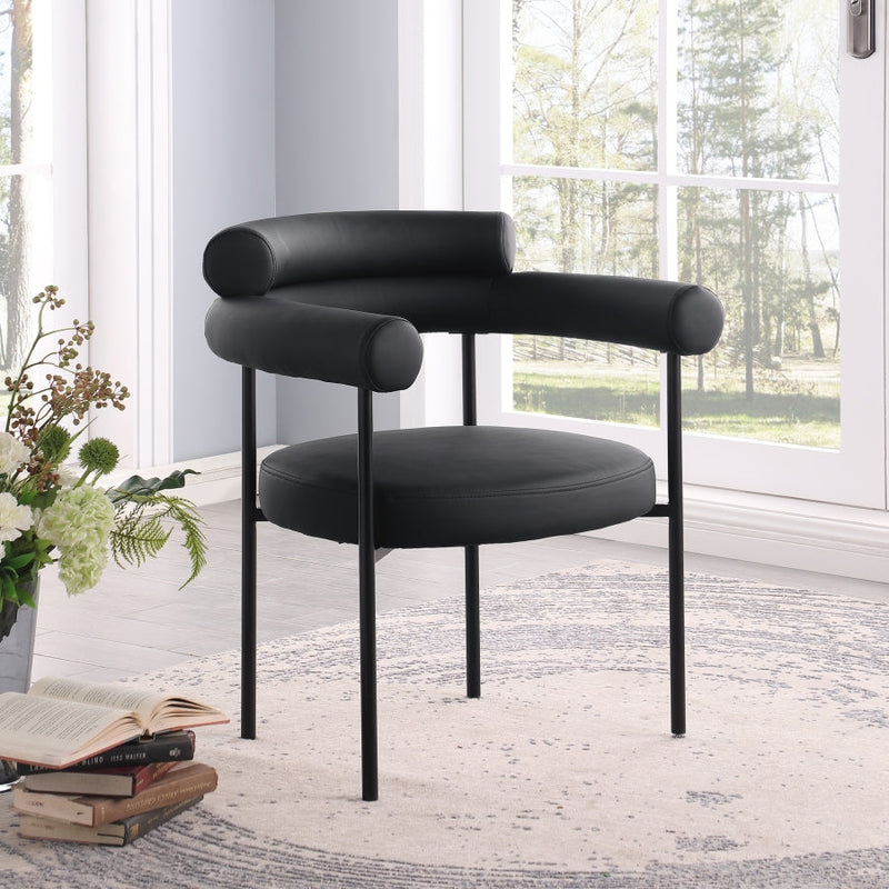 Blake Vegan Leather Upholstered Dining Chair in Black, Set of 2 - 847Black-C