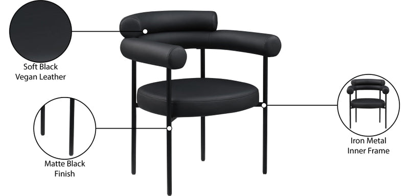 Blake Vegan Leather Upholstered Dining Chair in Black, Set of 2 - 847Black-C