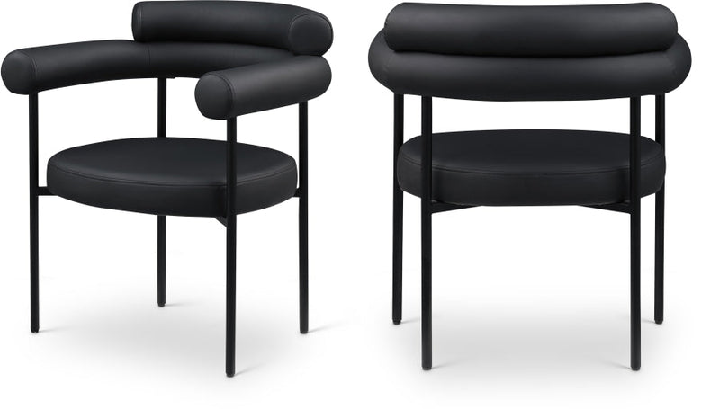 Blake Vegan Leather Upholstered Dining Chair in Black, Set of 2 - 847Black-C