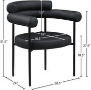 Blake Vegan Leather Upholstered Dining Chair in Black, Set of 2 - 847Black-C