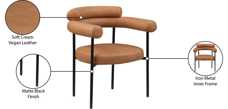 Blake Vegan Leather Upholstered Dining Chair in Cognac, Set of 2 - 847Cognac-C