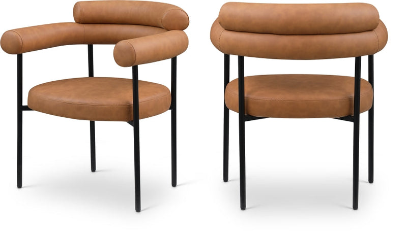 Blake Vegan Leather Upholstered Dining Chair in Cognac, Set of 2 - 847Cognac-C