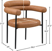 Blake Vegan Leather Upholstered Dining Chair in Cognac, Set of 2 - 847Cognac-C