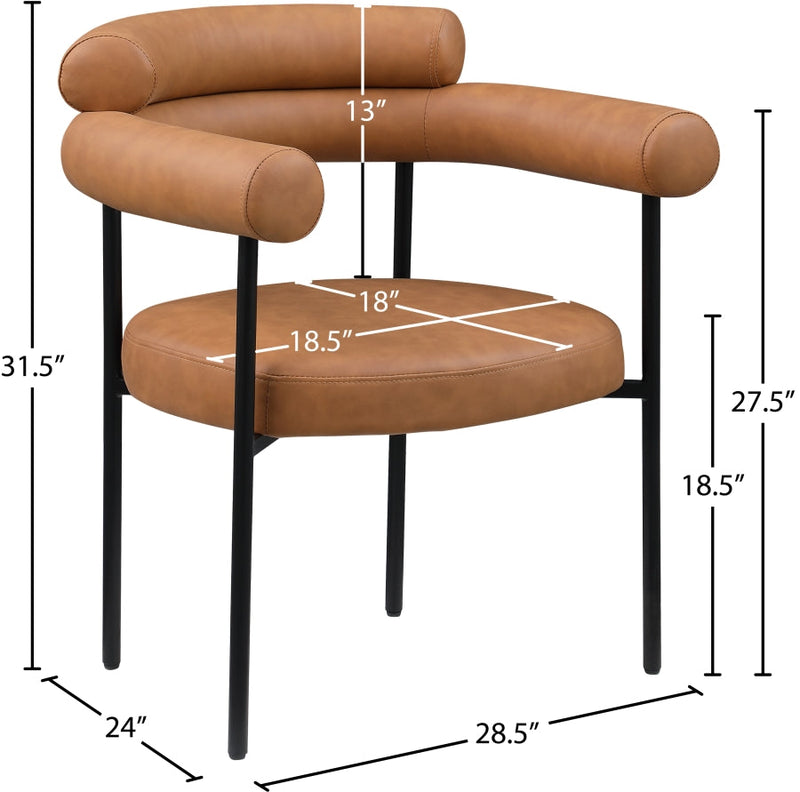 Blake Vegan Leather Upholstered Dining Chair in Cognac, Set of 2 - 847Cognac-C