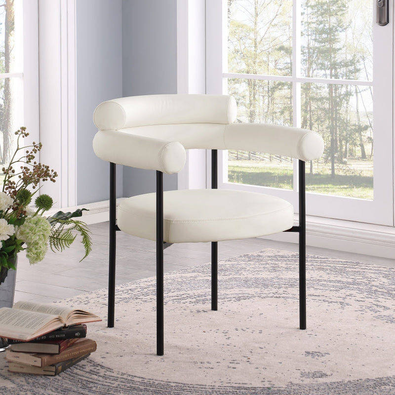 Blake Vegan Leather Upholstered Dining Chair in Cream, Set of 2 - 847Cream-C