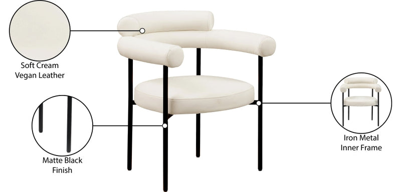 Blake Vegan Leather Upholstered Dining Chair in Cream, Set of 2 - 847Cream-C