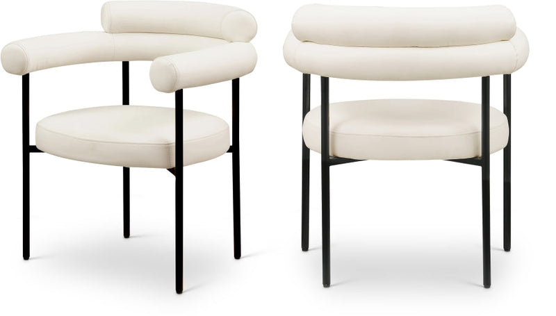 Blake Vegan Leather Upholstered Dining Chair in Cream, Set of 2 - 847Cream-C