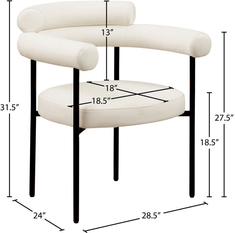 Blake Vegan Leather Upholstered Dining Chair in Cream, Set of 2 - 847Cream-C