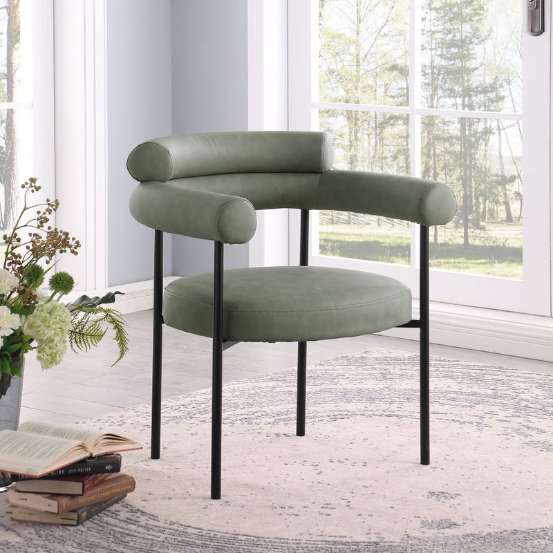 Blake Vegan Leather Upholstered Dining Chair in Green, Set of 2 - 847Green-C