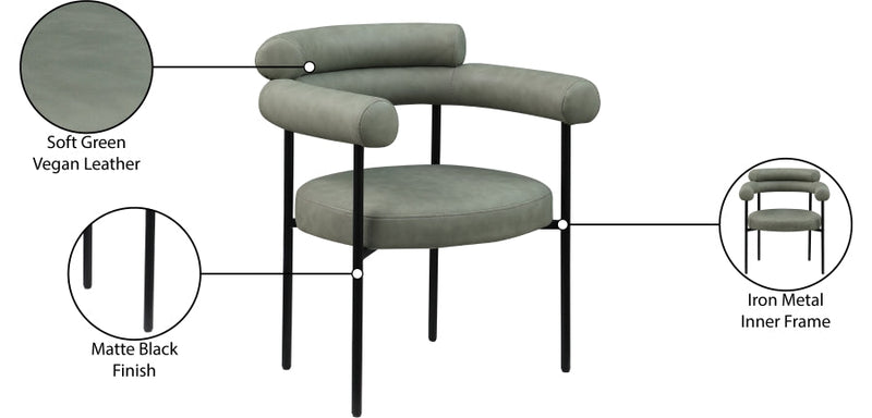 Blake Vegan Leather Upholstered Dining Chair in Green, Set of 2 - 847Green-C