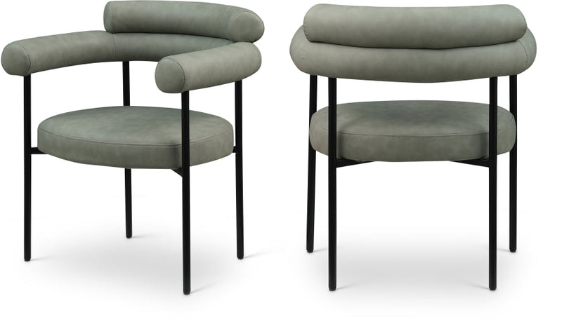 Blake Vegan Leather Upholstered Dining Chair in Green, Set of 2 - 847Green-C