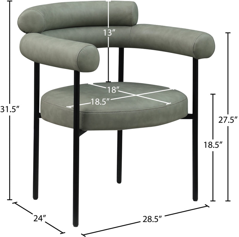 Blake Vegan Leather Upholstered Dining Chair in Green, Set of 2 - 847Green-C