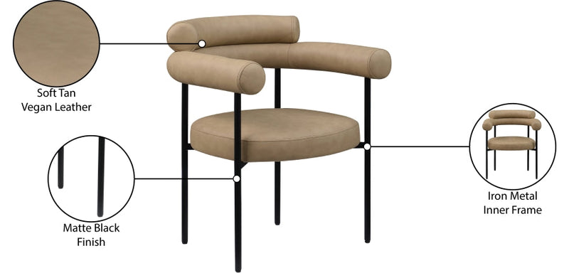 Blake Vegan Leather Upholstered Dining Chair in Natural, Set of 2 - 847Tan-C