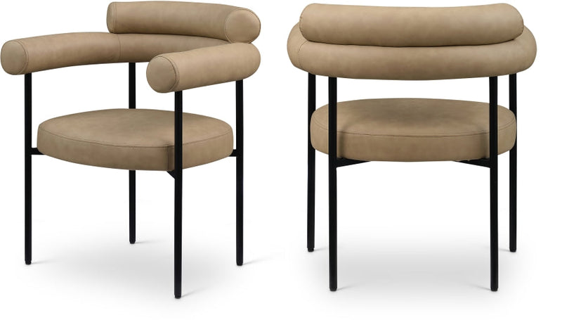 Blake Vegan Leather Upholstered Dining Chair in Natural, Set of 2 - 847Tan-C