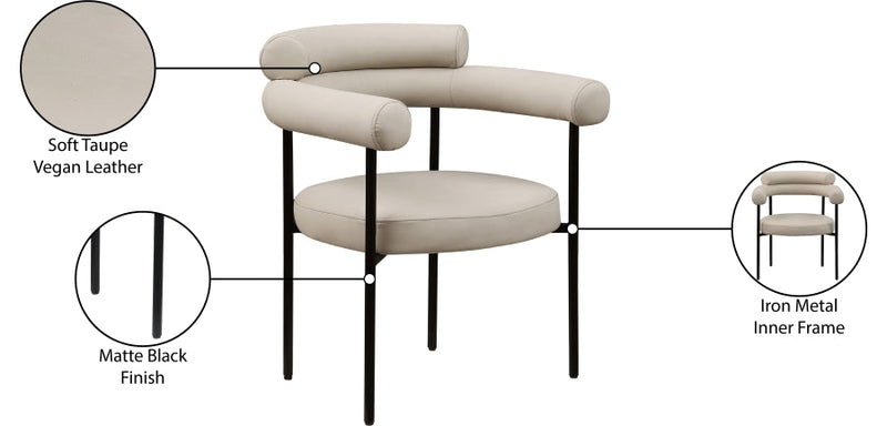 Blake Vegan Leather Upholstered Dining Chair in Taupe, Set of 2 - 847Taupe-C