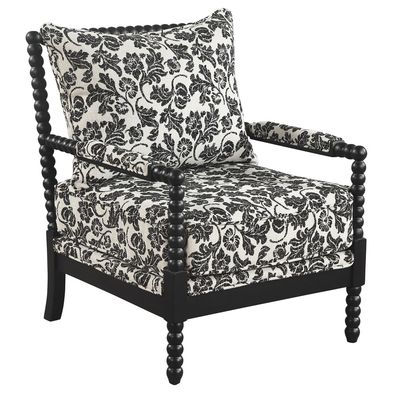 Blanchett Traditional Floral Upholstered Bobbin Accent Chair Black - 903235