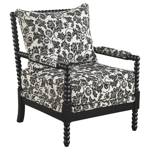 Blanchett Traditional Floral Upholstered Bobbin Accent Chair Black - 903235