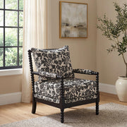 Blanchett Traditional Floral Upholstered Bobbin Accent Chair Black - 903235
