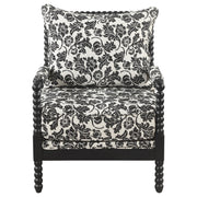 Blanchett Traditional Floral Upholstered Bobbin Accent Chair Black - 903235